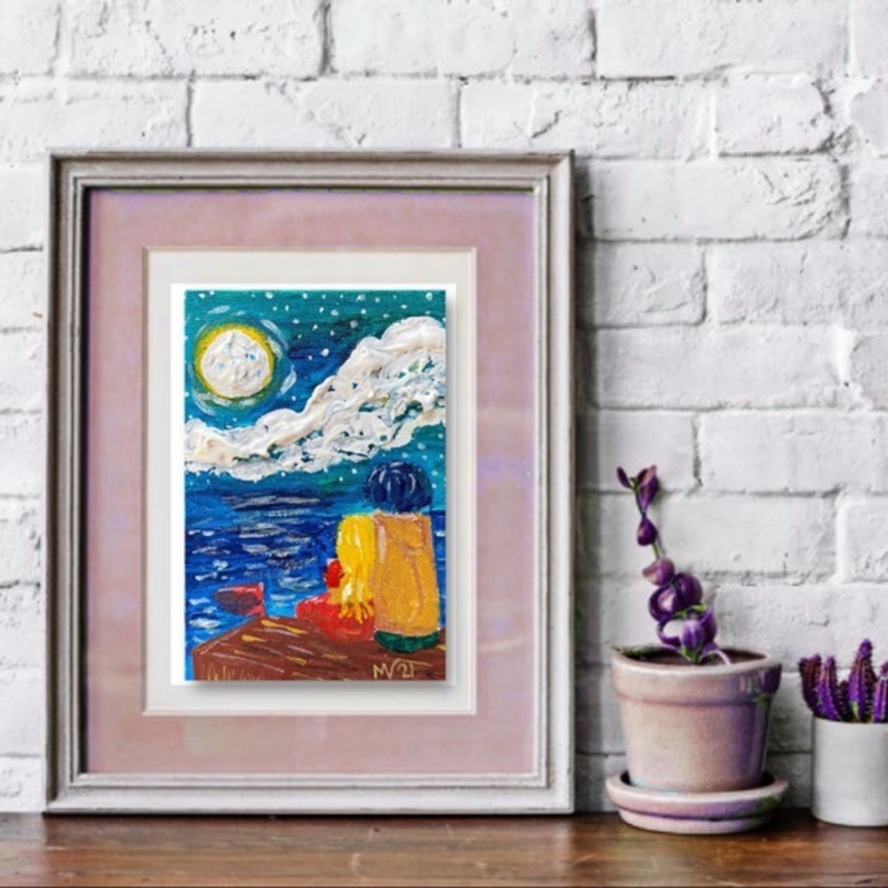 Loving Couple Painting Romantic Original Art Impas - Picture 5 of 11